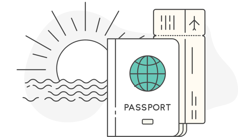 passport with airplane ticket