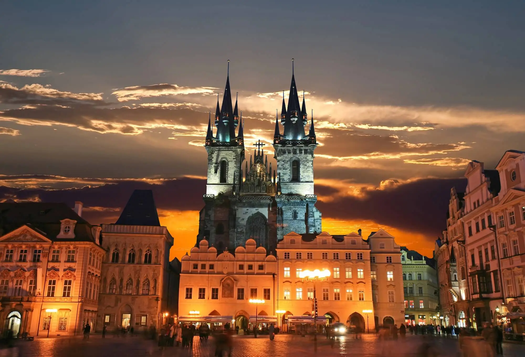 Old town and castle at night
